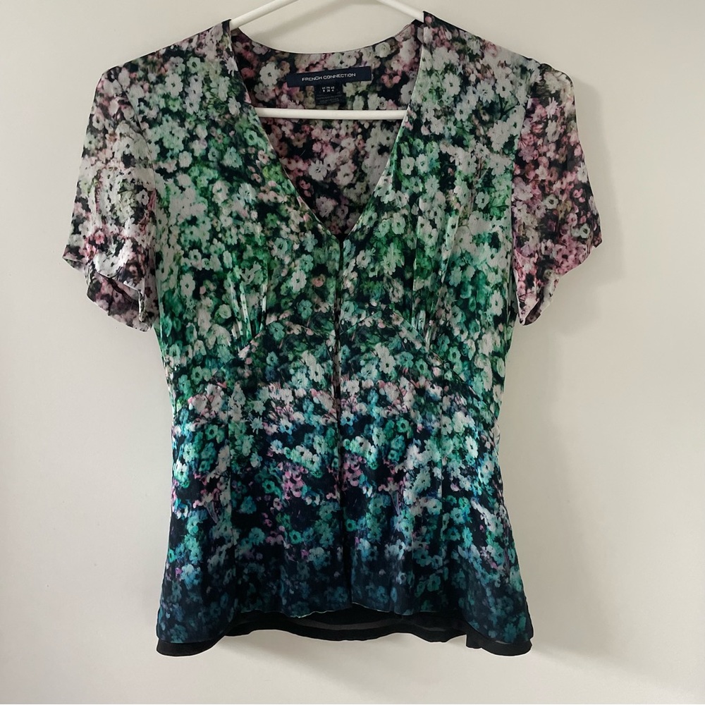 French connection eyelet closure peplum blouse